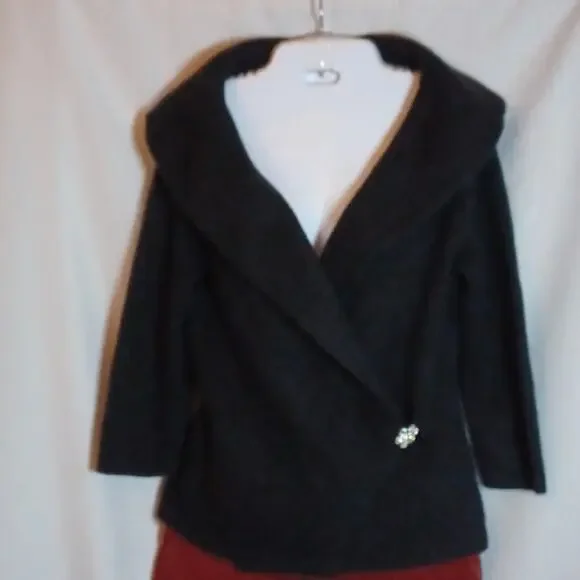 ANN TAYLOR Women's Black Rabbit Hair & Wool Blend Sweater Blouse Size M. - Picture 5 of 13